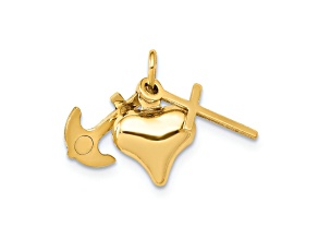 14k Yellow Gold 3D Faith, Hope and Charity Charm
