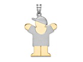 14k Yellow Gold and 14k White Gold Satin Large Boy with Hat on Right Charm