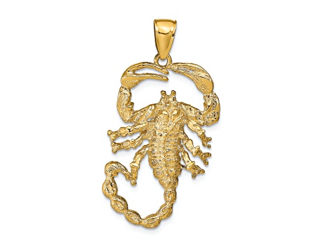 14k Yellow Gold Solid Polished Open-backed Scorpion Pendant