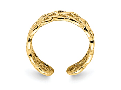 14K Yellow Gold Polished Braided Toe Ring