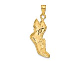 14k Yellow Gold Polished and Textured Running Shoe with Wings Pendant