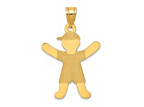 14k Yellow Gold Polished and Satin Boy with Hat Charm Pendant