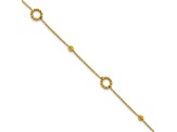 14K Yellow Gold Polished and Diamond-cut 10-inch Plus 1-inch Extension Anklet