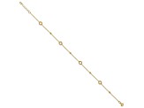 14K Yellow Gold Polished and Diamond-cut 10-inch Plus 1-inch Extension Anklet