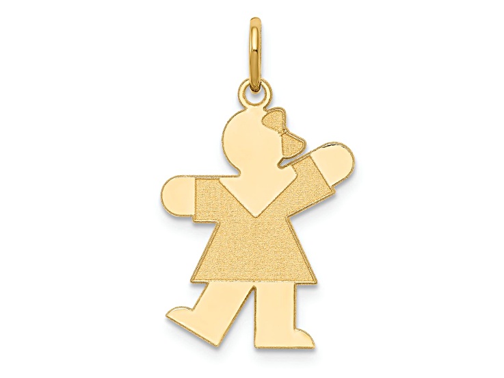 14k Yellow Gold Satin Girl with Bow Kiss Kid Charm