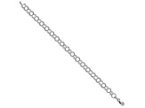 Rhodium Over 14k White Gold 6mm Triple Link Charm Bracelet