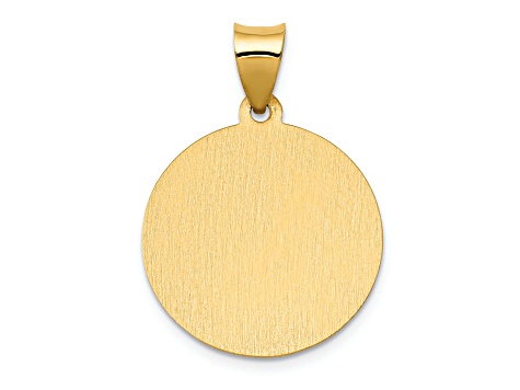 14K Yellow Gold Polished/Satin St. Catherine Hollow Medal Pendant