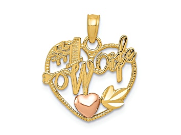 Picture of 14K Two-tone Number 1 WIFE in Heart with Heart Pendant