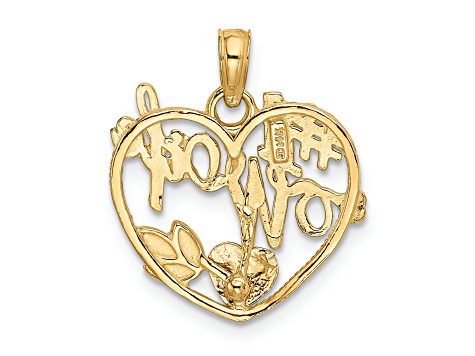 14K Two-tone Number 1 WIFE in Heart with Heart Pendant