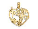 14K Two-tone Number 1 WIFE in Heart with Heart Pendant