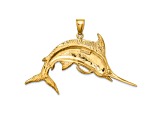 14k Yellow Gold Polished and Satin Blue Marlin Pendant