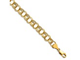 10k Yellow Gold 8mm Diamond-Cut Triple Link Charm Bracelet