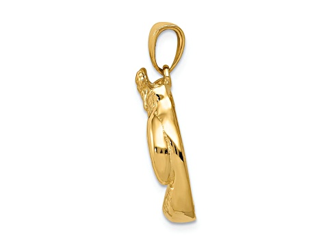 14k Yellow Gold Solid Polished Open-backed Boxing Gloves Pendant