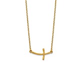 14K Yellow Gold Small Sideways Curved Twist Cross Necklace