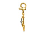 14K Yellow Gold and 14k White Gold 3D Anchor with Compass and Needle Charm