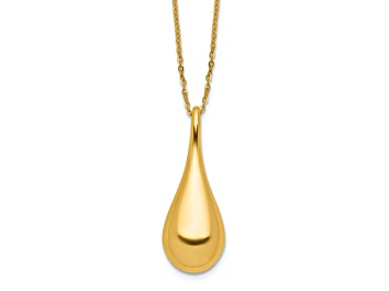 Picture of 14K Yellow Gold Polished Teardrop Pendant with 16 Inch Cable Chain