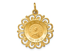 14k Yellow Gold Satin Our Lady Of The Assumption Medal Pendant