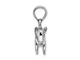 Rhodium Over 14k White Gold 2D Polished Pig with Curly Tail Charm