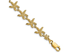 14k Yellow Gold Textured Starfish Link Bracelet