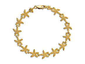 14k Yellow Gold Textured Starfish Link Bracelet