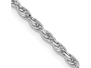 Rhodium Over 10k White Gold 1.6mm Solid Diamond-Cut Rope 24 Inch Chain