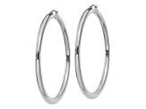 Rhodium Over 14k White Gold 2 9/16" Polished Tube Hoop Earrings