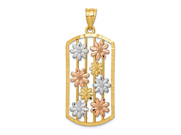 Picture of 14k Yellow Gold and 14k Rose Gold with Rhodium Over 14k Yellow Gold Framed Daisy Pendant