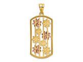 14k Yellow Gold and 14k Rose Gold with Rhodium Over 14k Yellow Gold Framed Daisy Pendant