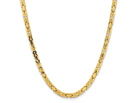 14K Yellow Gold 5.25mm Byzantine Chain Necklace