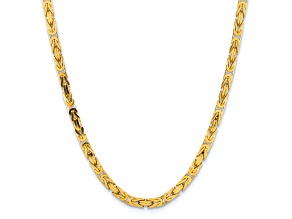 14K Yellow Gold 5.25mm Byzantine Chain Necklace