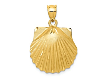 Picture of 14k Yellow Gold Diamond-Cut, Textured and Brushed Seashell Pendant