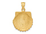 14k Yellow Gold Diamond-Cut, Textured and Brushed Seashell Pendant