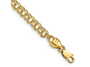 14k Yellow Gold 3.75mm Diamond-Cut Solid Double Link Charm Bracelet