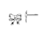 Rhodium Over 14k White Gold Bow Screwback Post Earrings