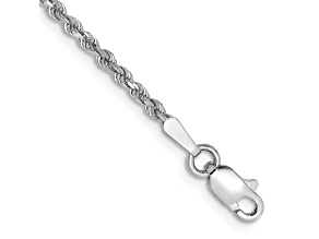 Rhodium Over 10k White Gold 1.75mm Diamond-Cut Rope Link Bracelet
