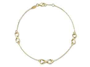 Bellissima Gold 14K Yellow Gold Triple Infinity Station Anklet