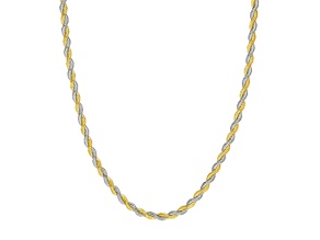 14k Yellow-White Gold 2.60mm Two Tone Braided Snake Chain Necklace 18 inch