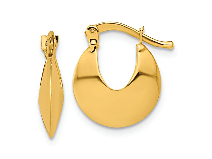 14k Yellow Gold 5/8 inch Polished Round Hoop Earrings