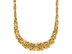 14k Yellow Gold Polished 11.19mm Byzantine Graduated Link 18 Inch Chain