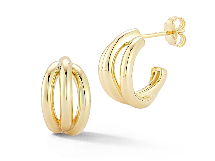 Rachel Zoe 14K Yellow Gold Over Sterling Silver Polished Triple Hoop Earrings