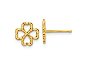 14k Yellow Gold 9.75mm Polished 4-Leaf Clover Stud Earrings