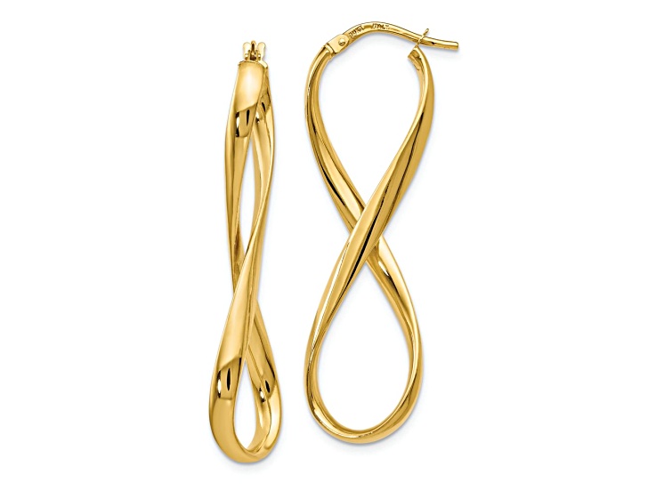 14k Yellow Gold 1 13/16 inch Polished Infinity Hoop Earrings