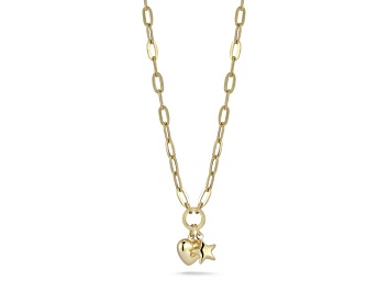 Picture of Bellissima Gold 14K Yellow Gold Puffed Heart & Star Charm Necklace with Paperclip Chain