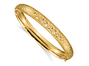 14k Yellow Gold 8.75mm Diamond-Cut Fancy Hinged Bangle Bracelet