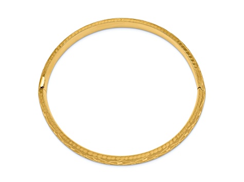 14k Yellow Gold 8.75mm Diamond Cut Fancy Hinged Bangle Bracelet 1F017A JTV