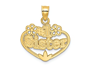 14k Yellow Gold #1 Sister in Heart Charm