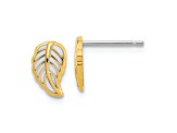 14K Two Tone Leaf Post Earrings