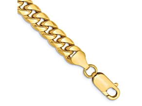 14k Yellow Gold 6.75mm Miami Cuban Link Bracelet, 7 Inches