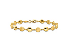 14K Yellow Gold Polished and Satin Puffed Circles Bracelet