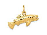 14k Yellow Gold Textured Fish Pendant